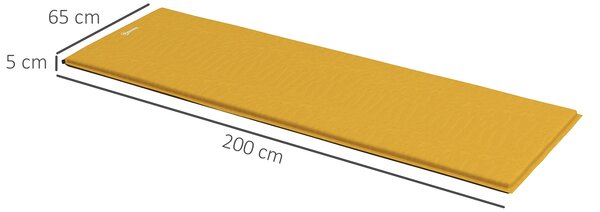 Outsunny Single Inflatable Mattress Sleeping Pad, Self-Inflating, Khaki Aosom UK