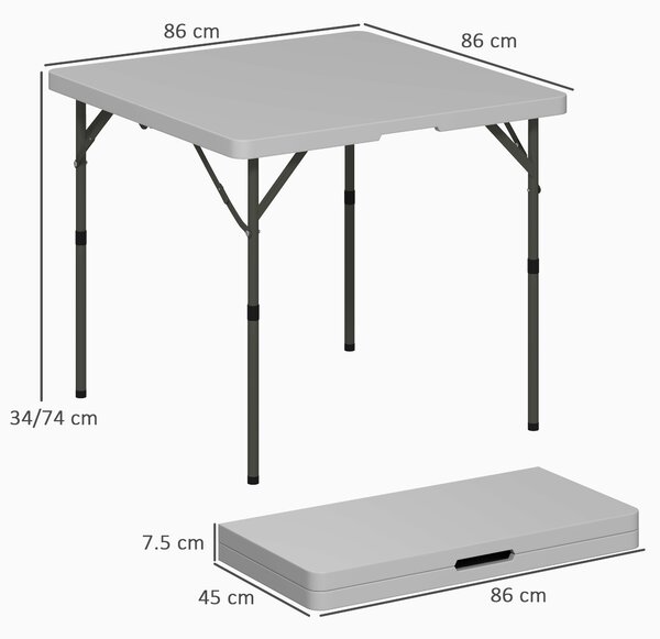 Outsunny 3ft Folding Camping Table, Heavy Duty Picnic Table with 2 Adjustable Height for Indoor Outdoor Garden, Party, BBQ, Dark Grey