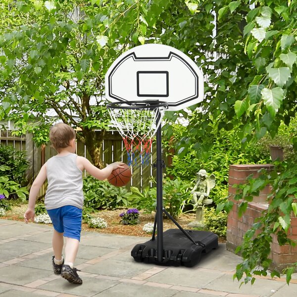 HOMCOM Basketball Stand 94-123cm Basket Height Adjustable Hoop For Kids Adults Suitable for Pool Side