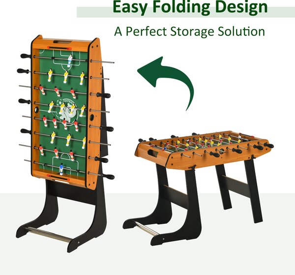 HOMCOM Folding Football Gaming Table Mini Foosball Soccer Table for Family Fun Kids Toy Indoor Play Sports