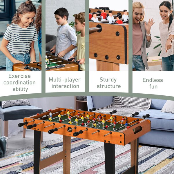 HOMCOM Soozier Foosball Table Heavy Duty 84.5cm for Arcades, Pub, Game Room, 8 Rods, 2 Balls