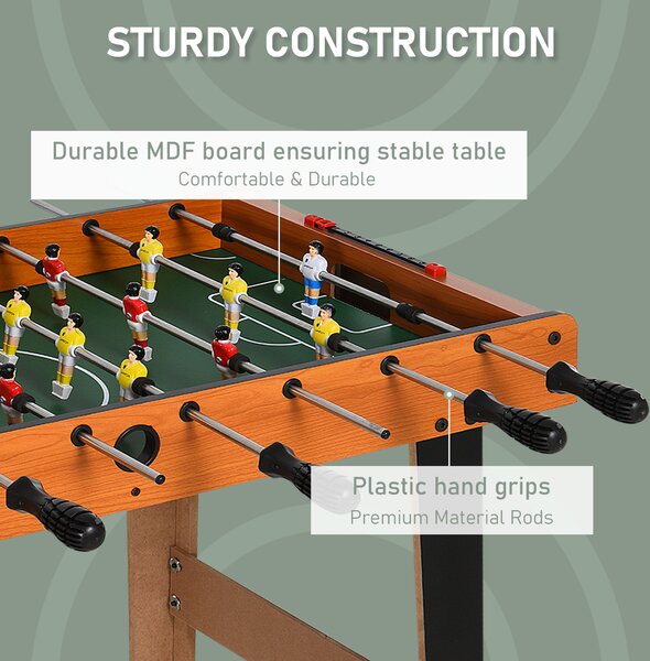 HOMCOM Soozier Foosball Table Heavy Duty 84.5cm for Arcades, Pub, Game Room, 8 Rods, 2 Balls