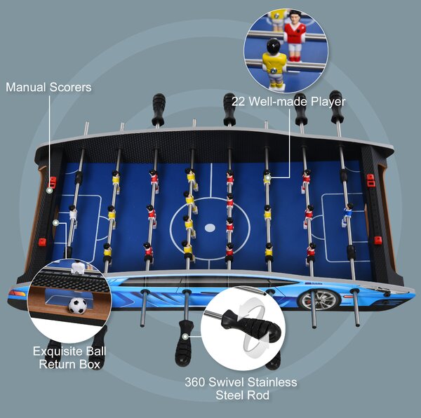 HOMCOM 2ft Foosball Table Football Game Table Arcades Competition Sized for Indoor, Game Room, Bars