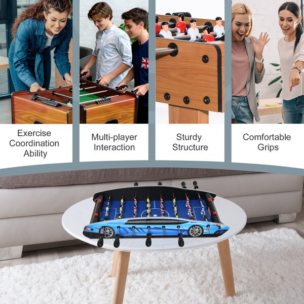 HOMCOM 2ft Foosball Table Football Game Table Arcades Competition Sized for Indoor, Game Room, Bars