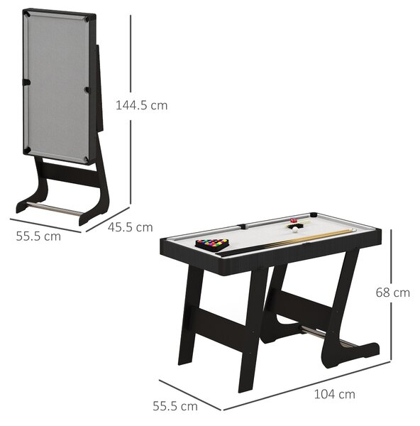 SPORTNOW 3.5ft Folding Pool Table, Snooker Table with 2 Cues, 16 Balls, Chalk, Triangle, Brush, Grey Aosom UK