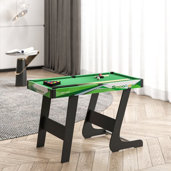 SPORTNOW 104cm Folding Mini Pool Table Set with 2 Cues, 16 Balls, Chalk, Triangle, Brush, Green Aosom UK