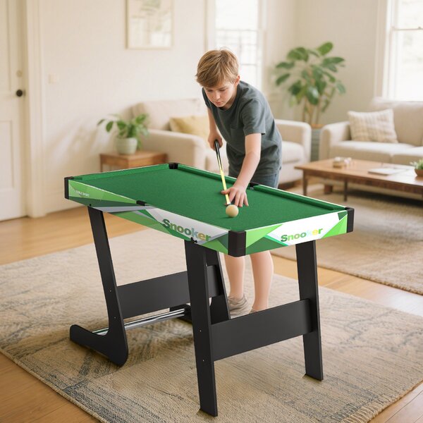 SPORTNOW 104cm Folding Mini Pool Table Set with 2 Cues, 16 Balls, Chalk, Triangle, Brush, Green Aosom UK