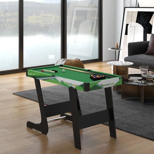 SPORTNOW 104cm Folding Mini Pool Table Set with 2 Cues, 16 Balls, Chalk, Triangle, Brush, Green Aosom UK