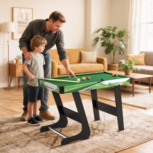 SPORTNOW 104cm Folding Mini Pool Table Set with 2 Cues, 16 Balls, Chalk, Triangle, Brush, Green Aosom UK