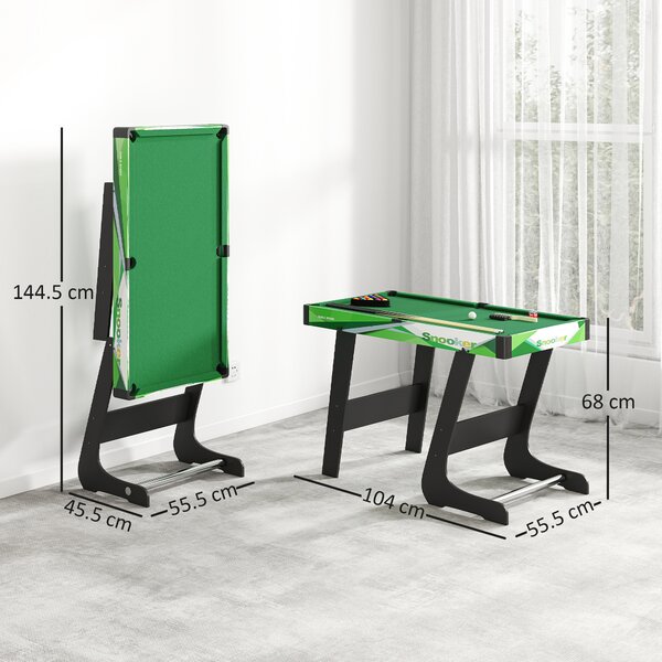 SPORTNOW 104cm Folding Mini Pool Table Set with 2 Cues, 16 Balls, Chalk, Triangle, Brush, Green Aosom UK