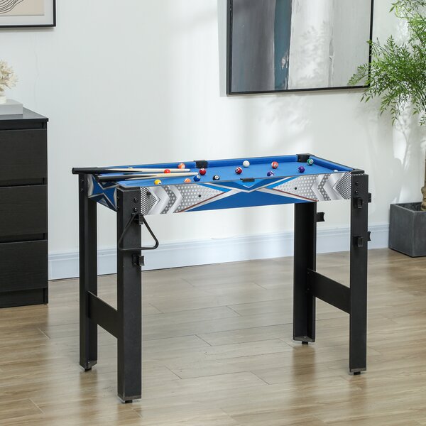 SPORTNOW 5 in 1 Multi Games Table Combo Sports Game Table for Kids, Mini Pool/Table Tennis/Hockey/Basketball Arcade Game/Bow and Arrow, Blue