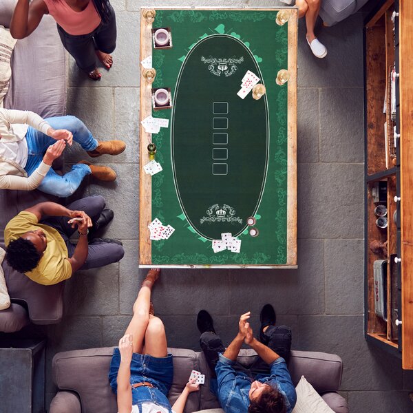 SPORTNOW 239.3 x 115.5 cm Professional Texas Hold'em Poker Mat 12 Player Water-Resistant Poker Table Mat with Felt Surface Carry Bag, Green