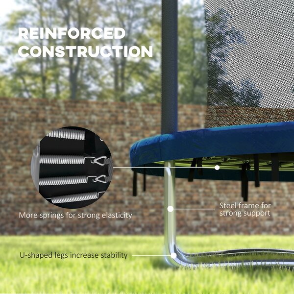 SPORTNOW 6ft Trampoline with Safety Enclosure Net, Steel Frame Outdoor Trampoline, Jumping Mat with Edge Safety Cover for Fitness, Blue Aosom UK
