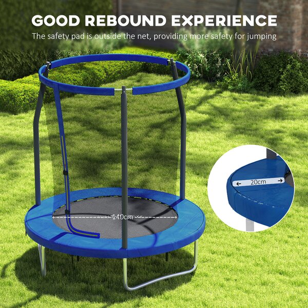 SPORTNOW 6ft Trampoline with Safety Enclosure Net, Steel Frame Outdoor Trampoline, Jumping Mat with Edge Safety Cover for Fitness, Blue Aosom UK
