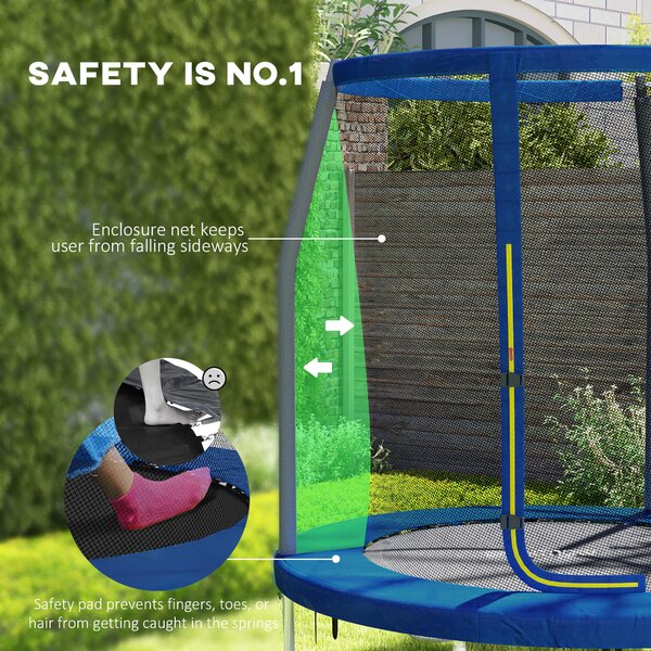 SPORTNOW 6ft Trampoline with Safety Enclosure Net, Steel Frame Outdoor Trampoline, Jumping Mat with Edge Safety Cover for Fitness, Blue Aosom UK
