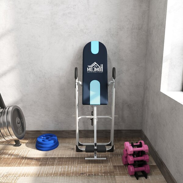 HOMCOM Foldable Gravity Inversion Table Back Therapy Home Fitness Bench Black Aosom UK