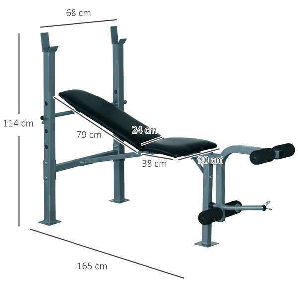 HOMCOM Heavy Duty Adjustable Multi Gym Chest Leg Arm Weight Bench w/4 Incline Postions - Black/Silver