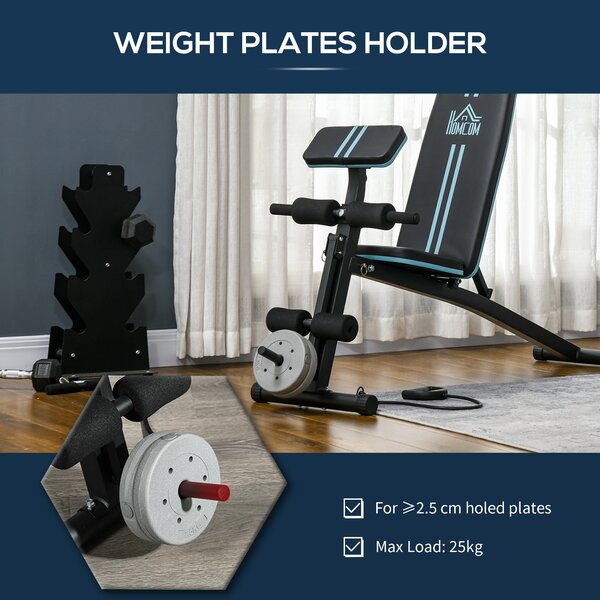 HOMCOM Foldable Weight Bench, Adjustable Strength Training Sit Up Ab Bench Incline/Decline, Blue Aosom UK