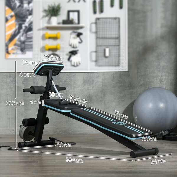 HOMCOM Foldable Weight Bench, Adjustable Strength Training Sit Up Ab Bench Incline/Decline, Blue Aosom UK
