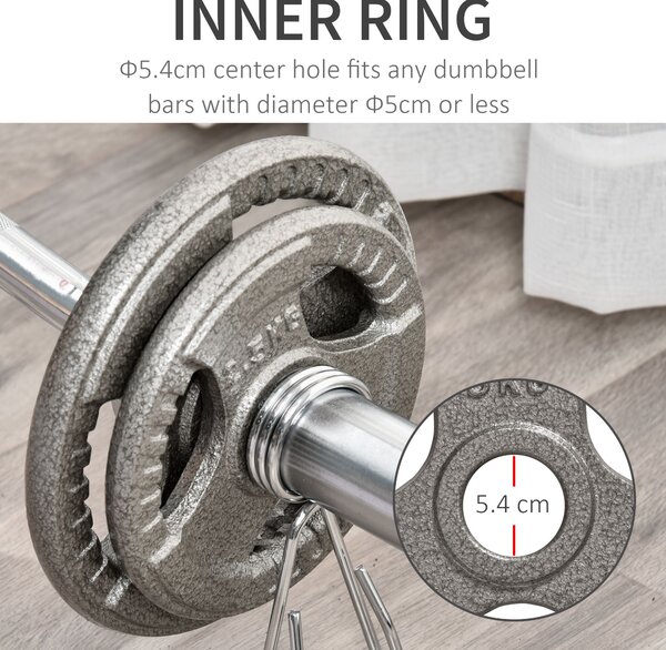 HOMCOM 4 PCS Olympic Weight Plates Grip Plate Sets for Strength and Crossfit and Weightlifting Training, Barbell Weight Set for Home Aosom UK