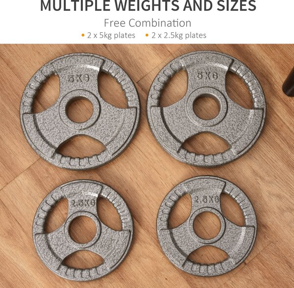 HOMCOM 4 PCS Olympic Weight Plates Grip Plate Sets for Strength and Crossfit and Weightlifting Training, Barbell Weight Set for Home Aosom UK