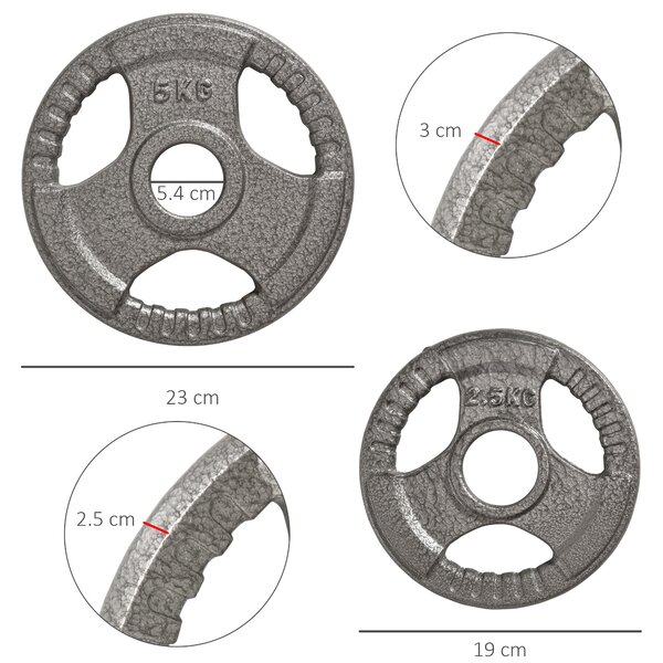 HOMCOM 4 PCS Olympic Weight Plates Grip Plate Sets for Strength and Crossfit and Weightlifting Training, Barbell Weight Set for Home Aosom UK