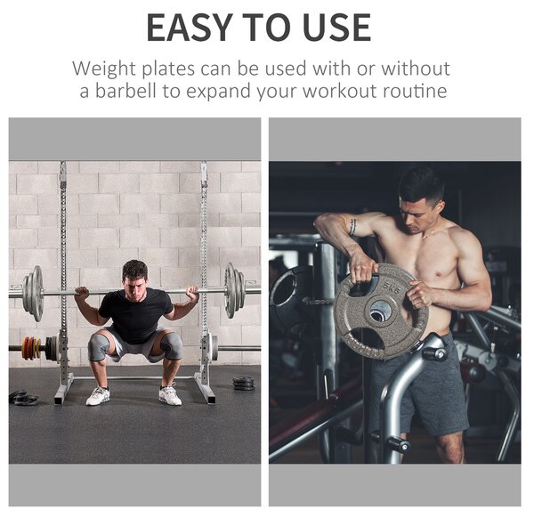 HOMCOM 4 PCS Olympic Weight Plates Grip Plate Sets for Strength and Crossfit and Weightlifting Training, Barbell Weight Set for Home Aosom UK