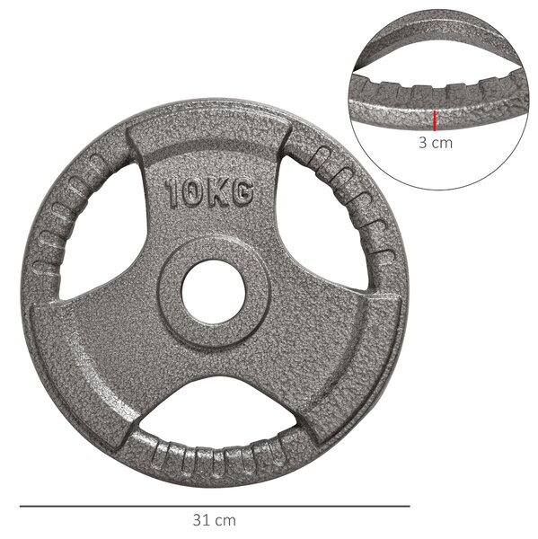 HOMCOM Olympic Weight Plates: 2-Piece Grip Plate Set for Strength Training, Crossfit & Weightlifting Aosom UK
