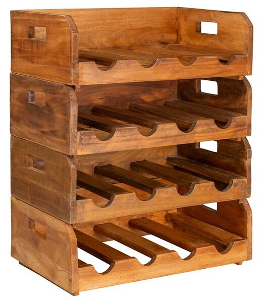 Wine Racks 4 pcs for 16 Bottles Solid Mahogany Wood