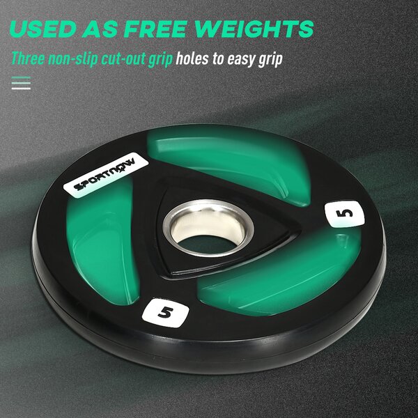 SPORTNOW Olympic Weight Plates: 2 x 5kg Tri-Grip Rubber Coated Plates with 5cm Holes, for Gym, Home & Strength Training Aosom UK