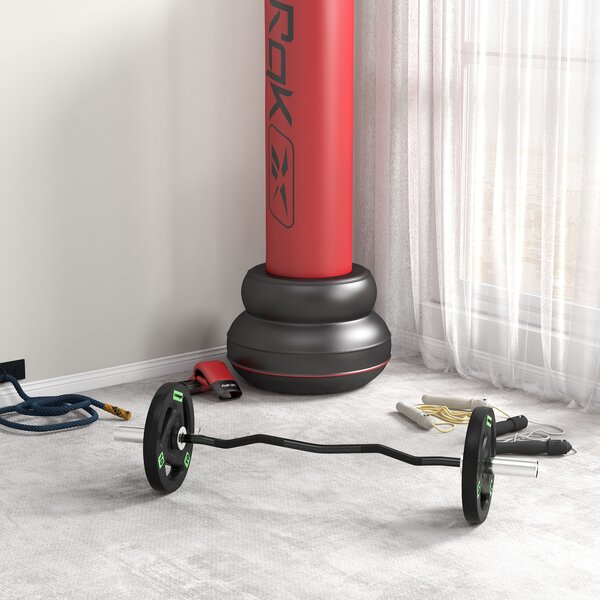 SPORTNOW Olympic Weight Set: Tri-Grip Rubber Barbell & 2 x 10kg Plates for Strength Training, Black Aosom UK