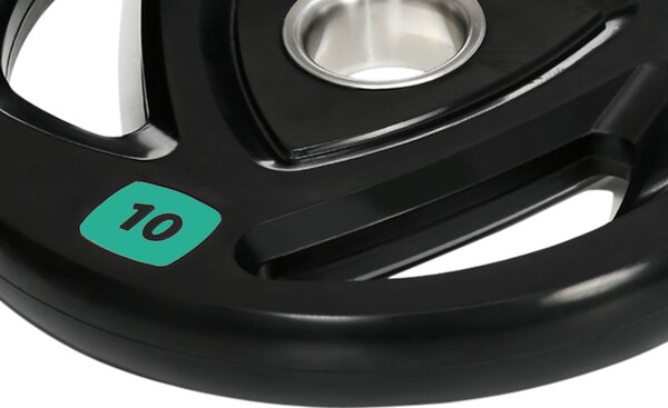 SPORTNOW Olympic Weight Set: Tri-Grip Rubber Barbell & 2 x 10kg Plates for Strength Training, Black Aosom UK