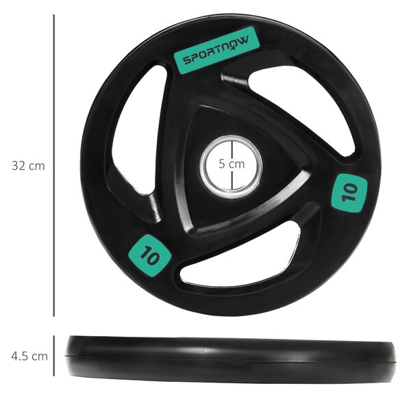 SPORTNOW Olympic Weight Set: Tri-Grip Rubber Barbell & 2 x 10kg Plates for Strength Training, Black Aosom UK