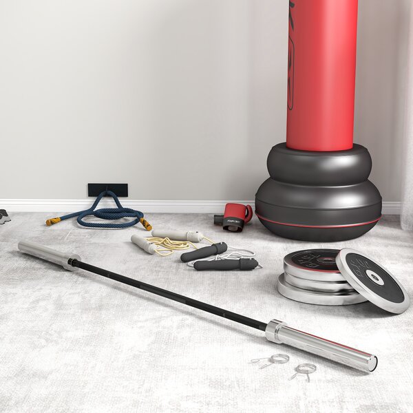 SPORTNOW Olympic Barbell: Home Gym Essential with Spring Collars, 210cm, 2"/5cm Plate Compatible Aosom UK