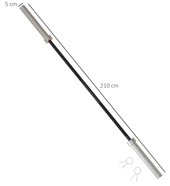 SPORTNOW Olympic Barbell: Home Gym Essential with Spring Collars, 210cm, 2"/5cm Plate Compatible Aosom UK