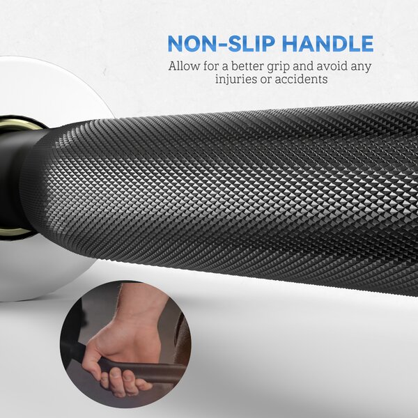 SPORTNOW Olympic EZ Curl Bar, Barbell Bar for 2"/5cm Weight Plates with Spring Clips, Home Gym Weight Lifting Bar, 120cm