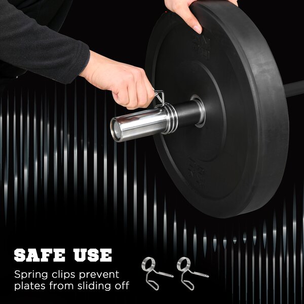 SPORTNOW Olympic Barbell: Home Gym Essential with Spring Collars, 210cm, 2"/5cm Plate Compatible Aosom UK