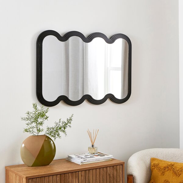 Ribbed Wavy Overmantel Wall Mirror