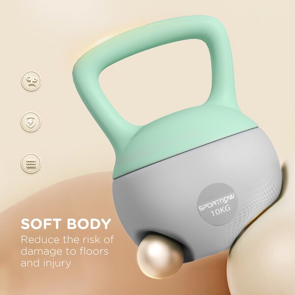SPORTNOW 10KG Kettlebell, Soft Kettle Bell with Non-Slip Handle for Home Gym Weight Lifting and Strength Training Aosom UK