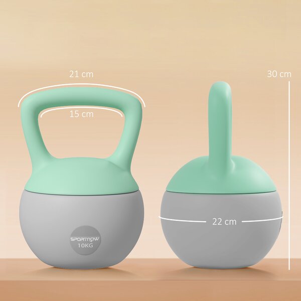 SPORTNOW 10KG Kettlebell, Soft Kettle Bell with Non-Slip Handle for Home Gym Weight Lifting and Strength Training Aosom UK