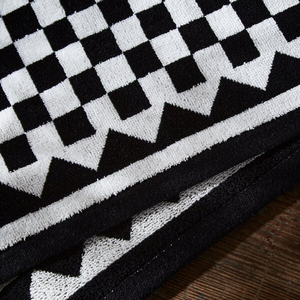 Monochrome Checkerboard Cotton Towel