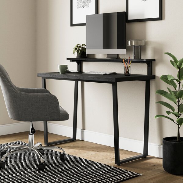 Freddie Black Step Up Shelf Desk