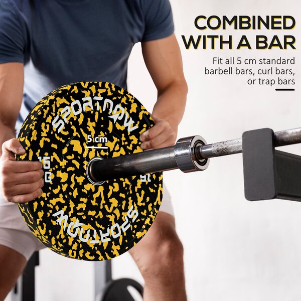 SPORTNOW Olympic Weight Plates Set, Solid Rubber Bumper Plates Weights Discs with 2"/5cm Holes, for Weight Lifting Strength Training, 2 x 15kg