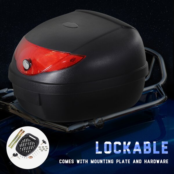 HOMCOM Motorcycle Top Box with Reflectors, 24L Luggage Case, Secure & Waterproof, Black/Red Aosom UK
