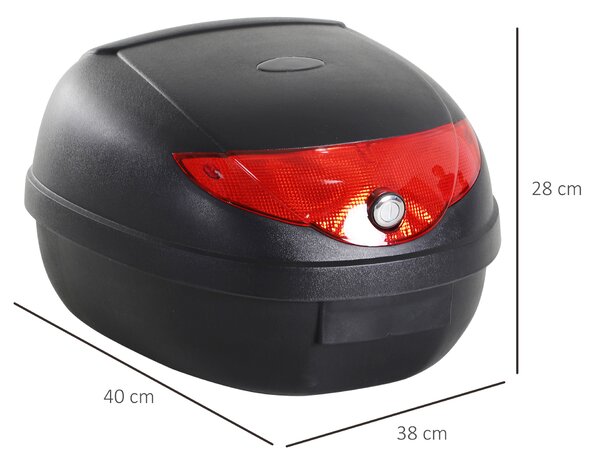 HOMCOM Motorcycle Top Box with Reflectors, 24L Luggage Case, Secure & Waterproof, Black/Red Aosom UK
