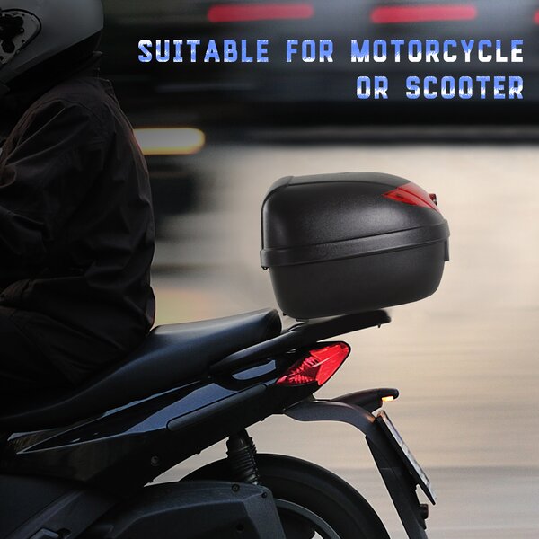 HOMCOM Motorcycle Top Box with Reflectors, 24L Luggage Case, Secure & Waterproof, Black/Red Aosom UK