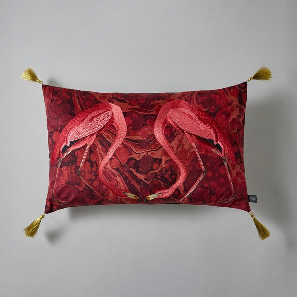 Flamingo Embroidery Cushion Magenta