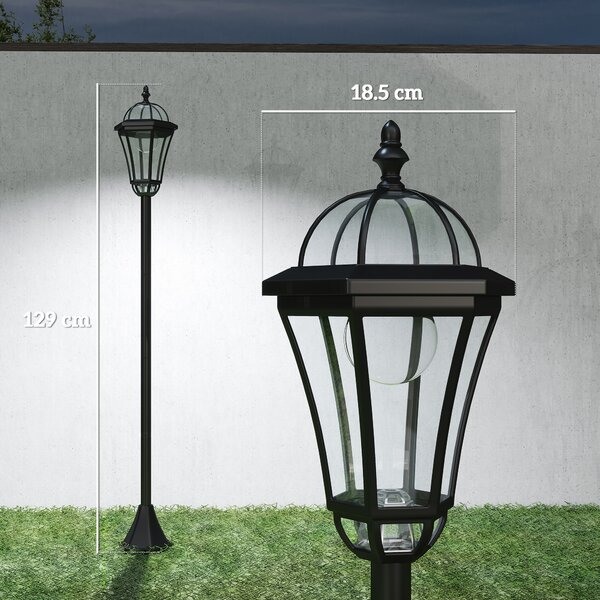 Outsunny Solar LED Garden Lamps: 2 Water-Resistant Lanterns for Patio Pathway, Auto Switch, Black Aosom UK
