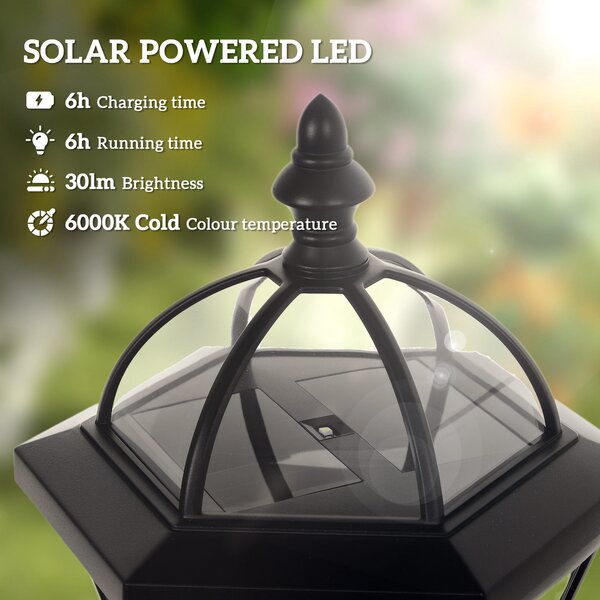 Outsunny Solar LED Garden Lamps: 2 Water-Resistant Lanterns for Patio Pathway, Auto Switch, Black Aosom UK
