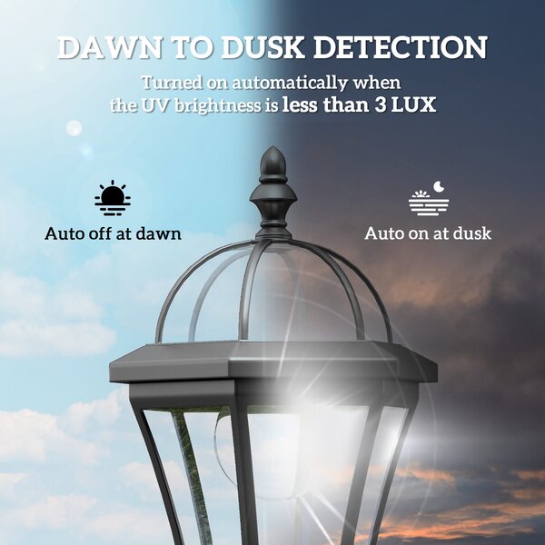 Outsunny Solar LED Garden Lamps: 2 Water-Resistant Lanterns for Patio Pathway, Auto Switch, Black Aosom UK